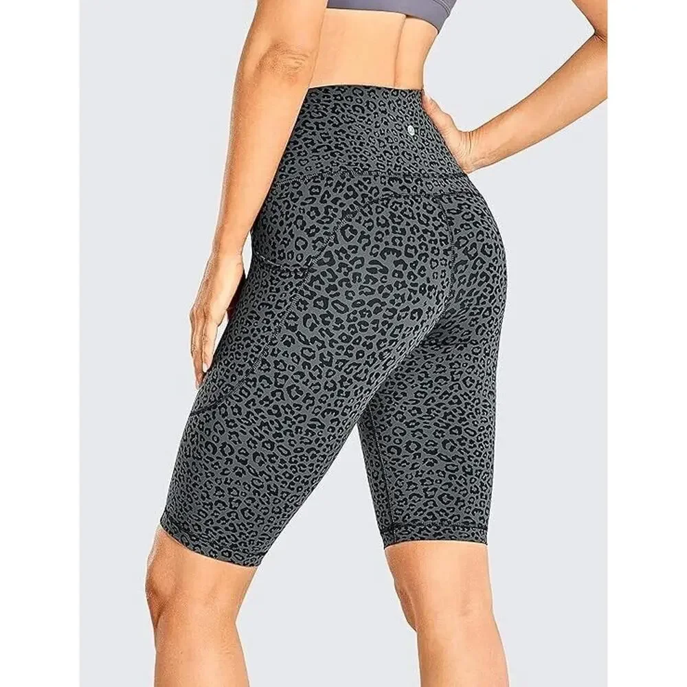 CRZ Yoga Biker Short Women S Small Leopard Multi High Rise Naked Feeling Pockets